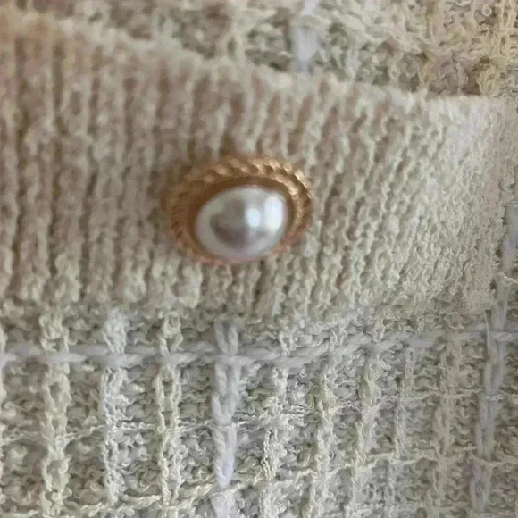 Elie Tahari Cream Pearl Button Long Knit Cardigan Sweater S - Picture 5 of 7